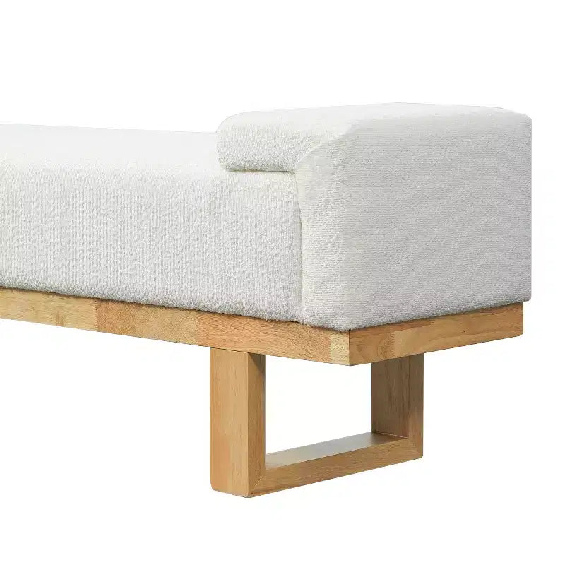 Banc rembourré Paulina moderne en bois d'hévéa et tissu bouclé Christopher Knight Home