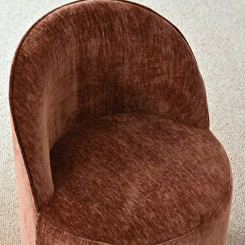 Ensemble de salle à manger moderne pour 6 personnes, table à manger ronde avec pied central, chaises de salle à manger pivotantes à roulettes, tissu chenille texturé - Panipeachy