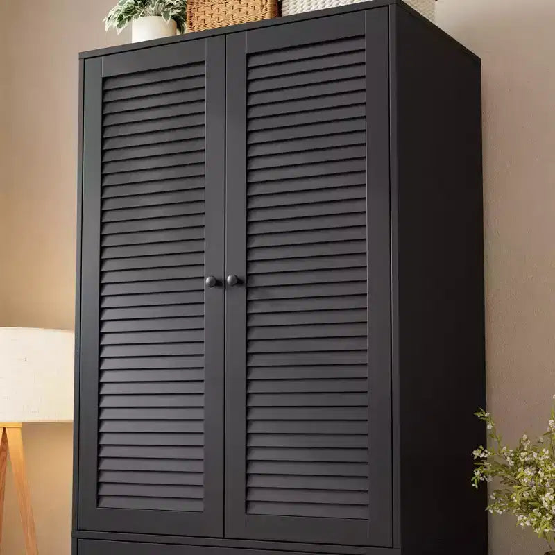 COZONY Armoire penderie avec 3 tiroirs et 2 portes, Placard de rangement moderne en bois pour chambre à coucher, Armoire sur pied blanche robuste