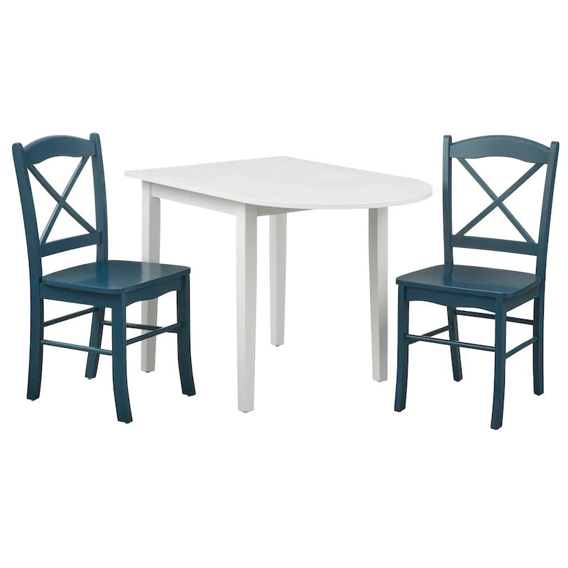 Ensemble de salle à manger 3 pièces avec table à rallonges style cottage rustique