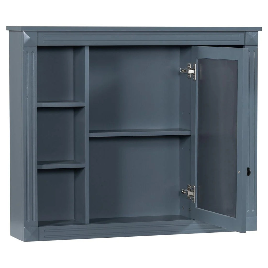Meuble-lavabo de salle de bain moderne de 91 cm avec lavabo et armoire de toilette, 2 portes et 2 tiroirs