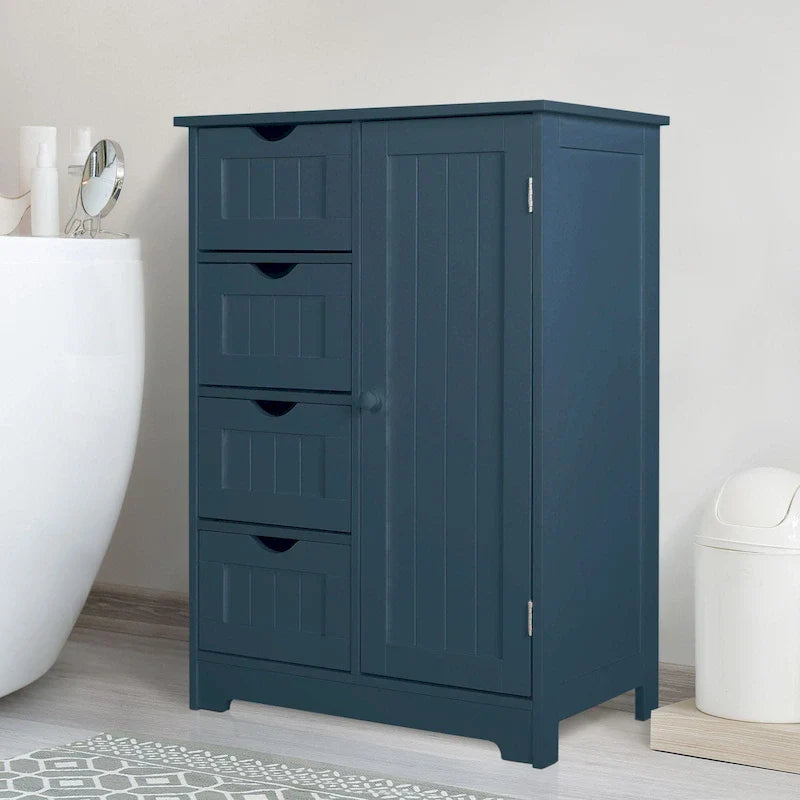 Meuble de Rangement Salle de Bain VEIKOUS sur Pied avec 4 Tiroirs