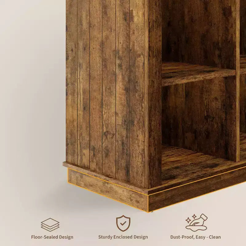 Étagère de rangement à 8 cubes, bibliothèque horizontale de style ferme, bibliothèque de rangement en bois de 157 cm pour entrée, étagères basses et longues pour salon