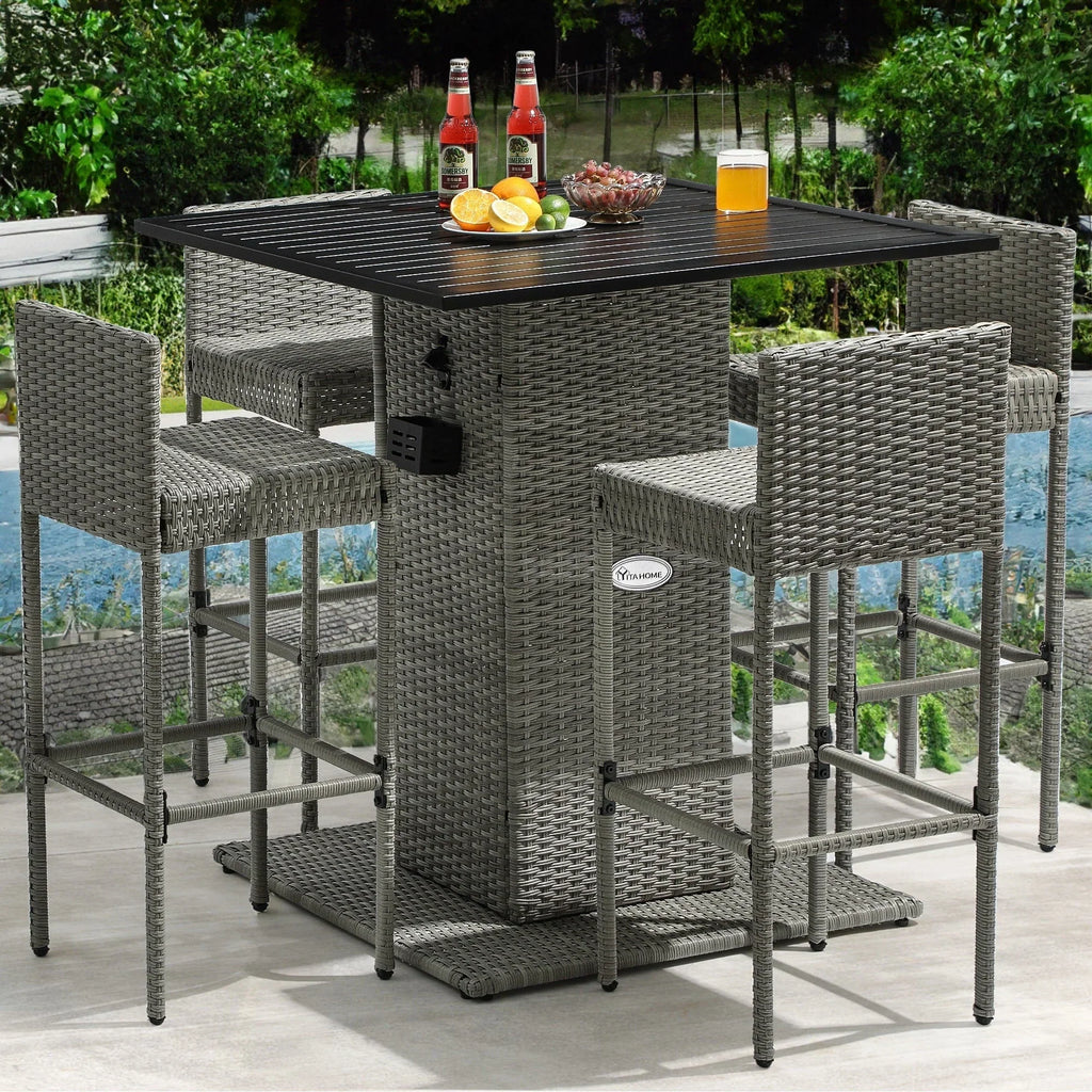 Ensemble de bar extérieur en osier Moasis 5 pièces - 5 PCS