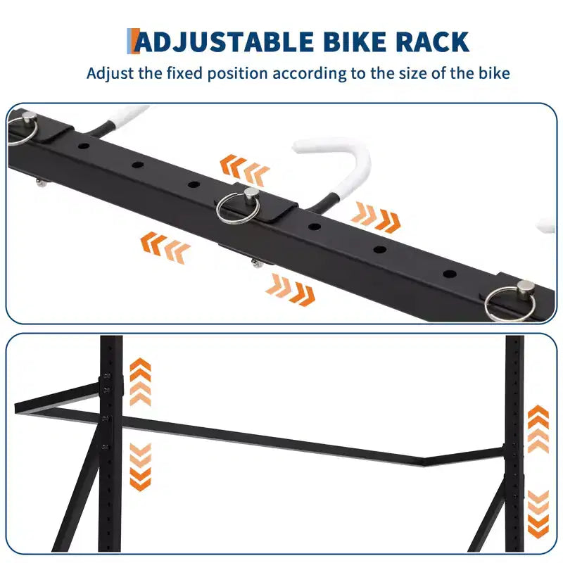 Range de rangement pour 5 vélos autoportant avec une capacité de 136 kg, organisateur robuste pour un maintien sûr et stable des vélos pour les cours avant et arrière