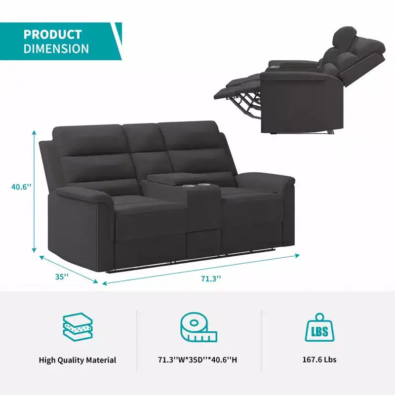 Canapé inclinable 2 places en tissu technique beige/gris, dossier et repose-pieds réglables