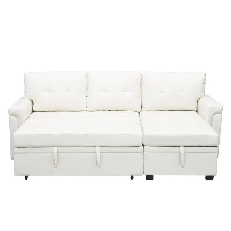 Canapé d'angle réversible convertible avec lit gigogne, méridienne de rangement et pieds durables