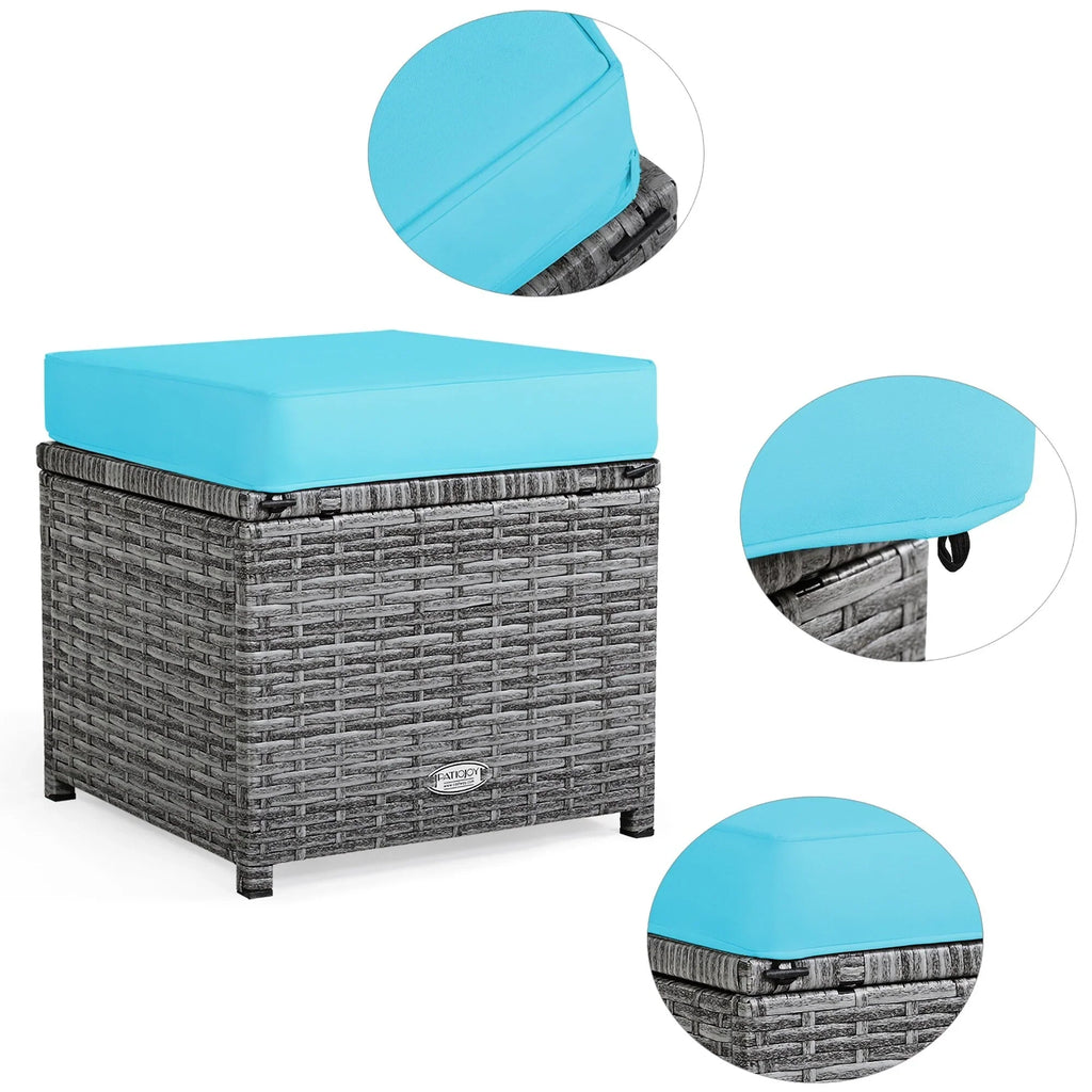 Ensemble de salle à manger Costway 7 pièces en rotin pour terrasse, canapé sectionnel et pouf - Voir détails