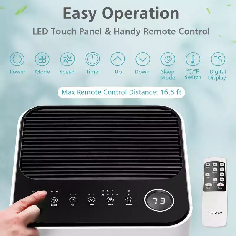 Climatiseur portable 3-en-1 Costway 8000 BTU avec ventilateur, déshumidificateur et mode veille