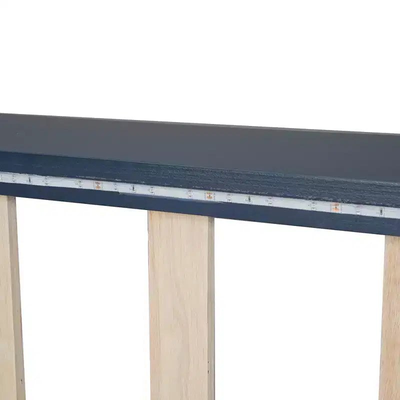 Lit plateforme Whisen Wood en forme de voiture de course, taille double, avec LED et dossier rembourré