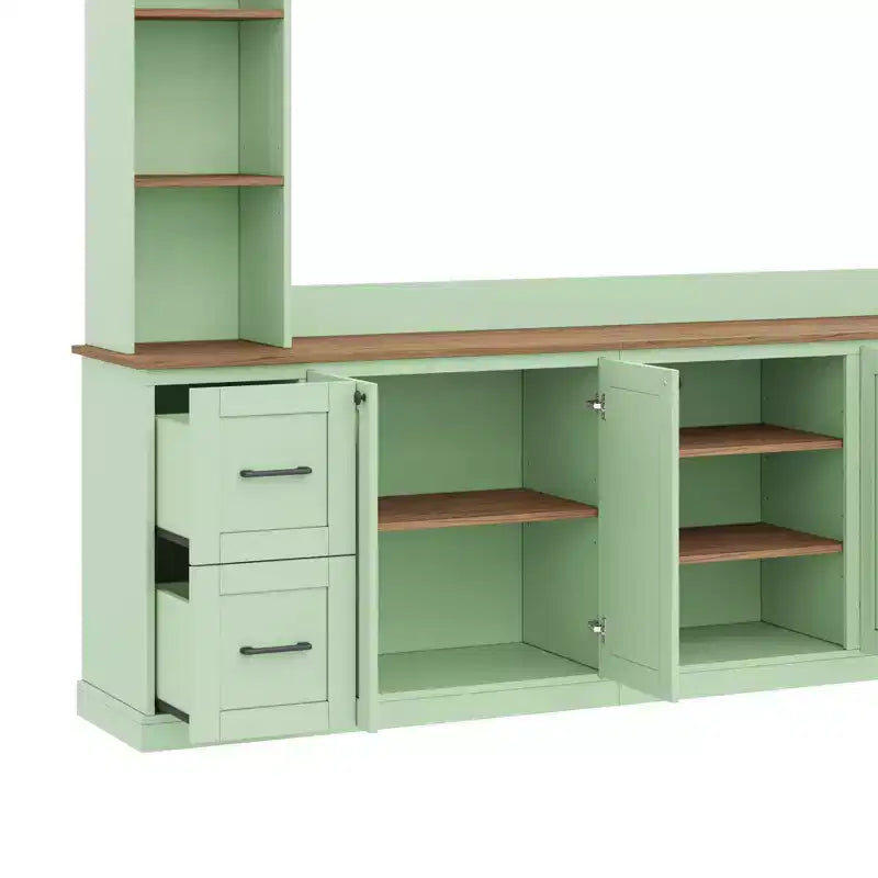 Meuble TV mural 4-en-1 ModernLuxe de style campagnard, convient aux téléviseurs jusqu'à 70 pouces, meuble TV console multimédia avec étagères réglables et tiroirs