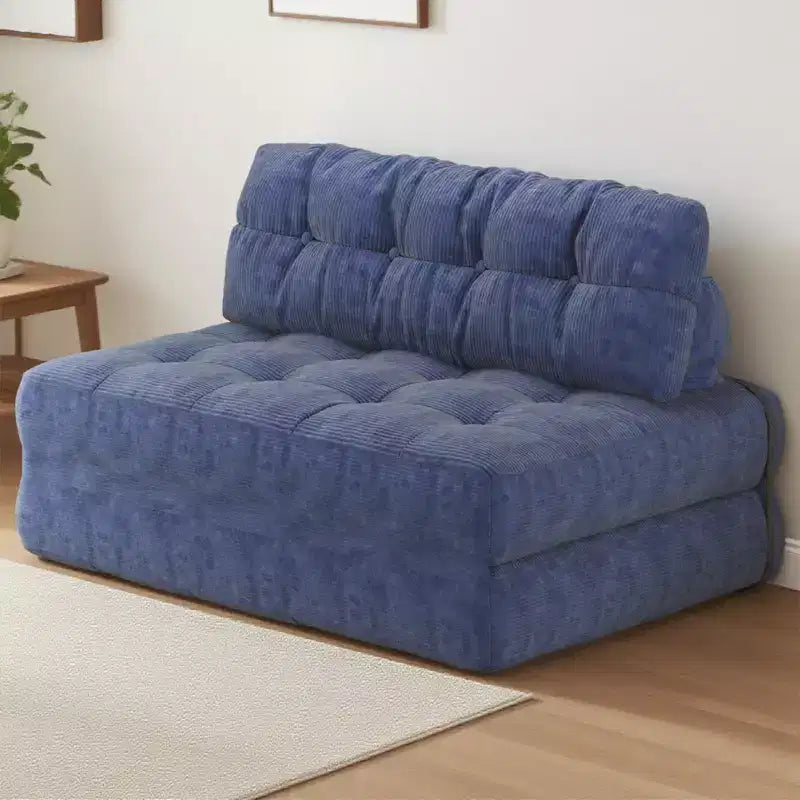 Canapé-lit futon pliant entièrement en velours côtelé, chaise de couchage convertible au sol avec oreiller et dossier