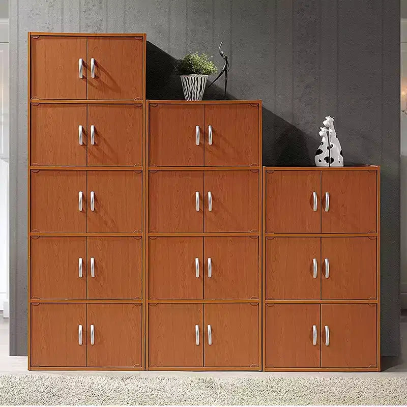 Hodedah HID44 Meuble de rangement multifonctionnel fermé à 8 portes pour la maison et le bureau, finition bois de hêtre