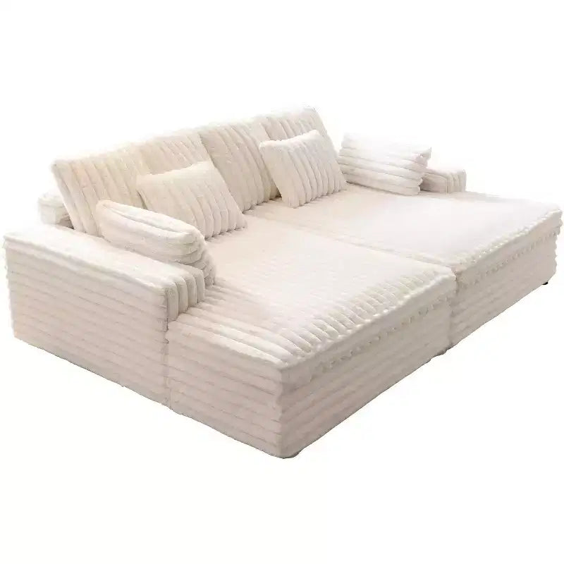 AMERLIFE Canapé double méridienne 93 po pour deux, canapé nuage avec assise profonde, coussins lombaires et accoudoirs larges, assemblage facile, fausse fourrure