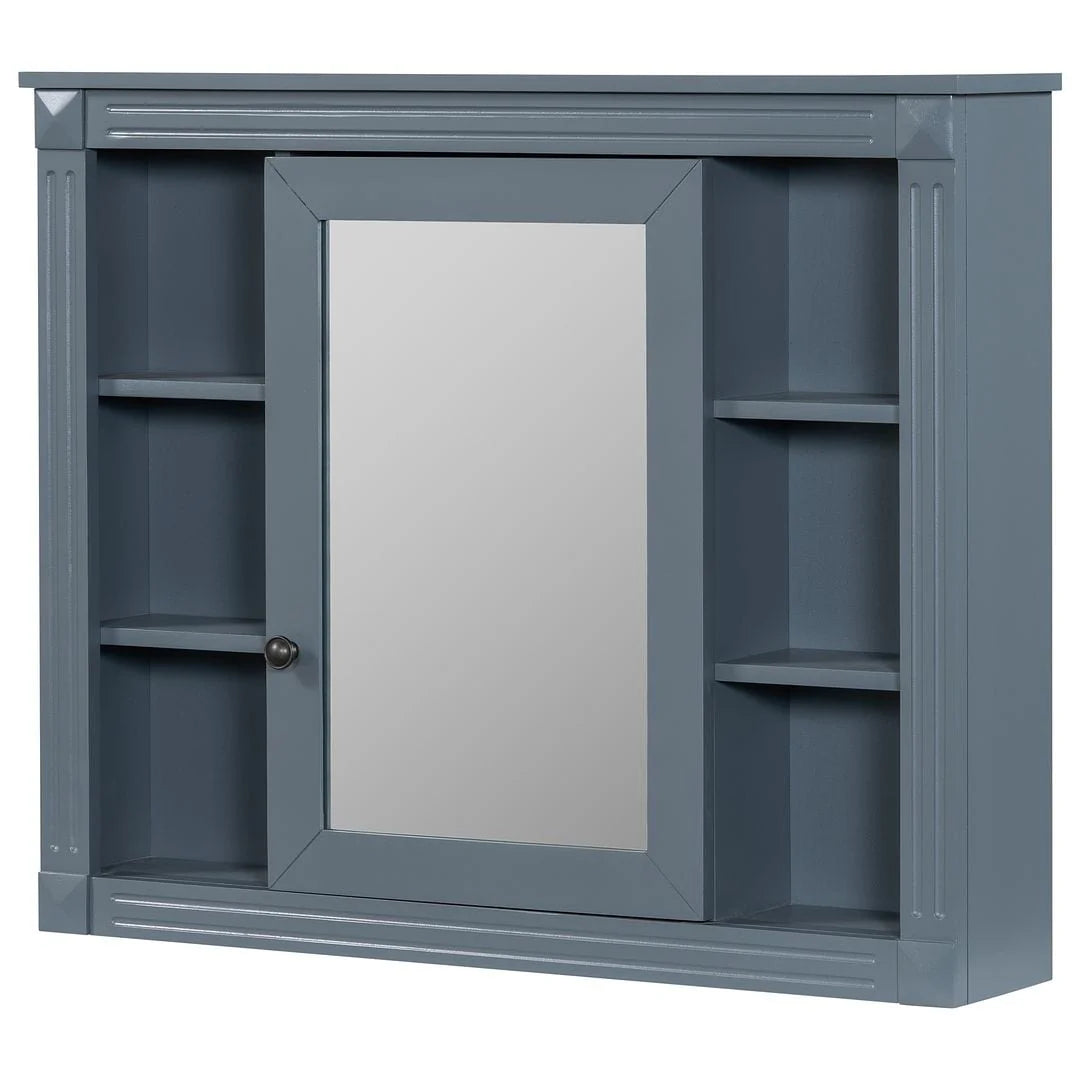 Meuble-lavabo de salle de bain moderne de 91 cm avec lavabo et armoire de toilette, 2 portes et 2 tiroirs