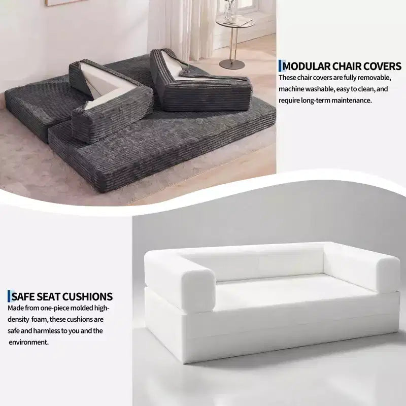 Canapé-lit convertible 5-en-1 80,7 po – Velours côtelé, 1200 lb, aucun assemblage requis