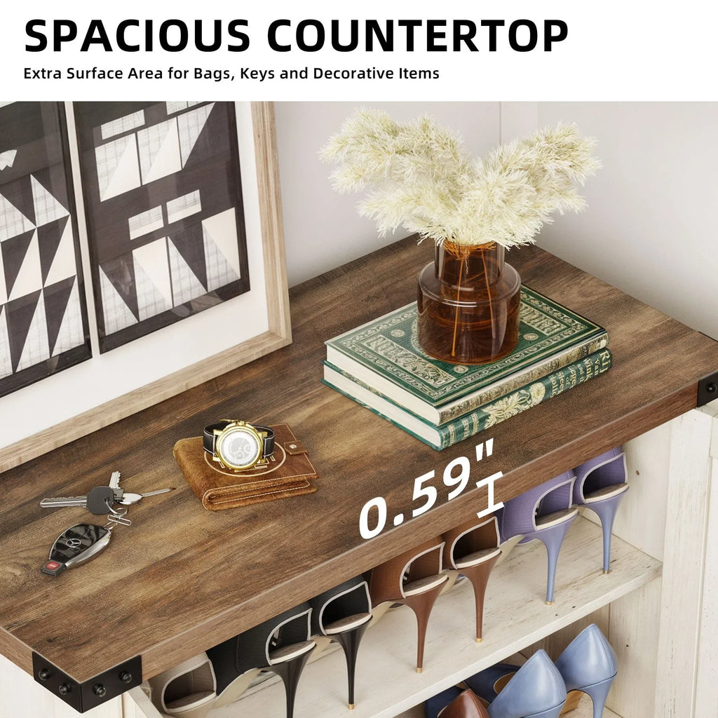 Meuble de rangement pour chaussures Moasis à 5 niveaux et 20 paires avec portes doubles pour entrée