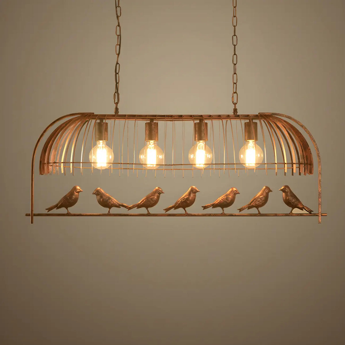 Suspension îlot de cuisine industrielle en métal en forme de cage à oiseaux