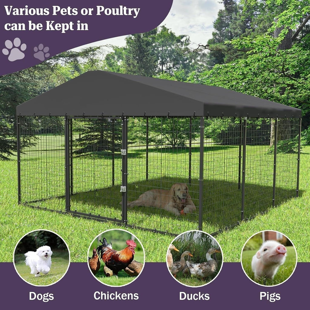 Grande niche extérieure pour chien L 118 x P 118 x H 70, enclos pour chien robuste avec toit étanche