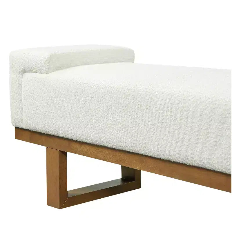 Banc rembourré Paulina moderne en bois d'hévéa et tissu bouclé Christopher Knight Home
