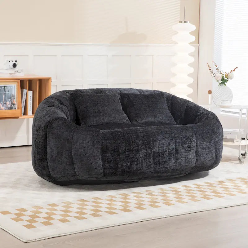 GDFStudio - Canapé paresseux 2 places en chenille Laurel avec mousse haute densité et confort surdimensionné