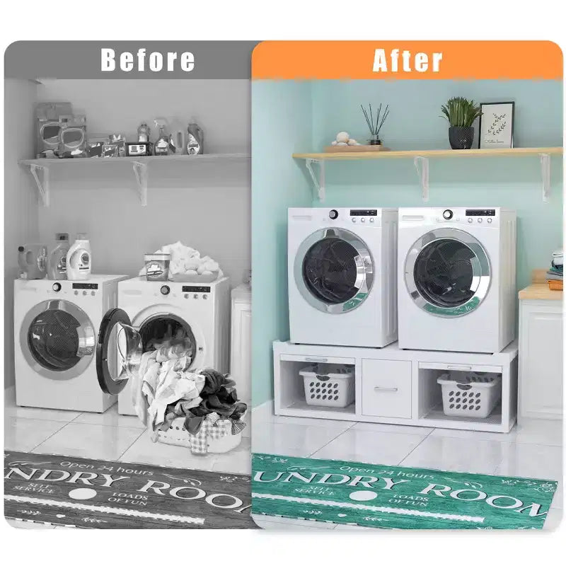 Pieds de machine à laver et sèche-linge GDLF, support universel pour machine à laver et sèche-linge avec étagère coulissante, blanc