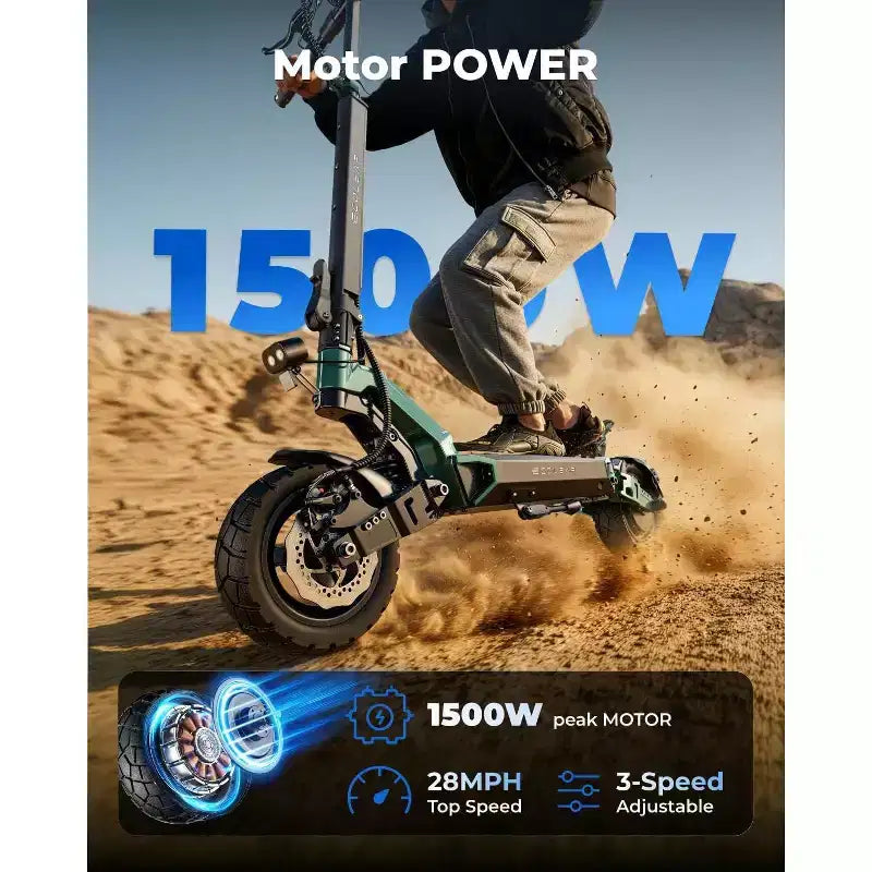 Trottinette électrique ECOLEAP L7 pour adultes, moteur de crête de 1500W, 45 km/h, autonomie de 80 km, double suspension, freins à disque avant et arrière, UL
