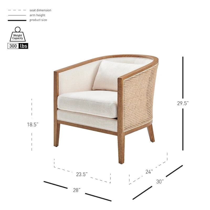 Fauteuil d'appoint en lin et rotin Tillman