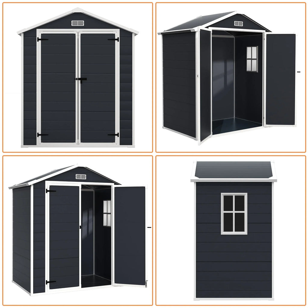 Abri de jardin en résine toutes saisons avec plancher, 1,8 m x 1,2 m/1,8 m x 2,4 m/2,4 m x 1,8 m/2,4 m x 3 m, Spire Tool Shed