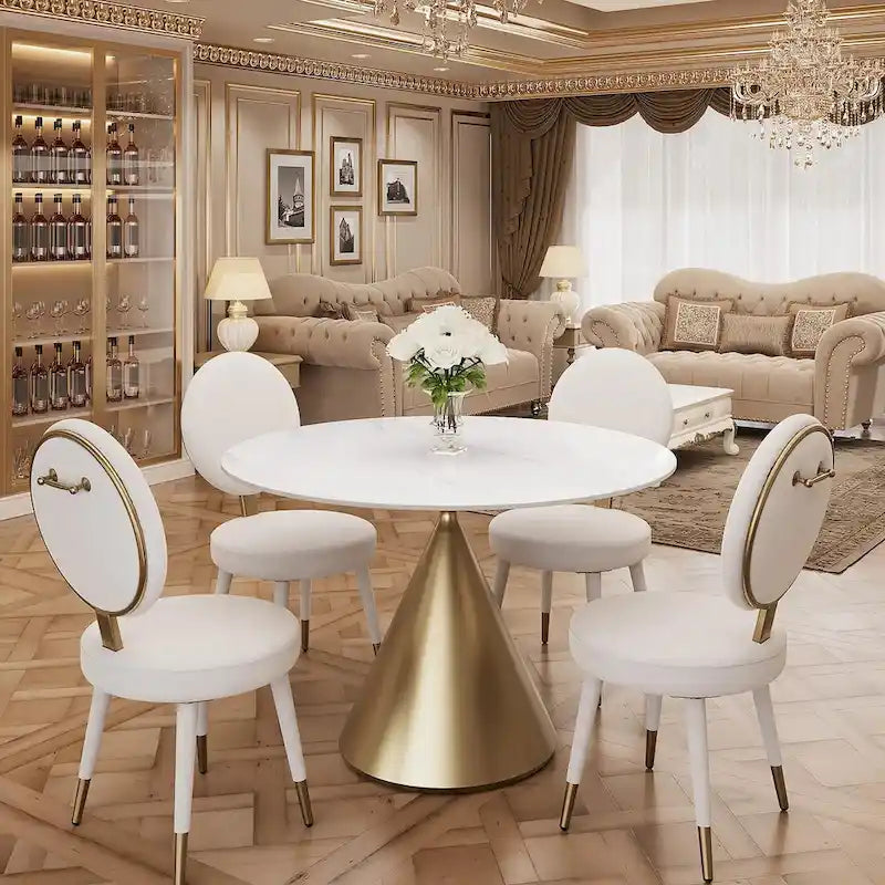 Ensemble de table et de chaises de salle à manger rondes Morden Fort Modern Luxury 5 pièces