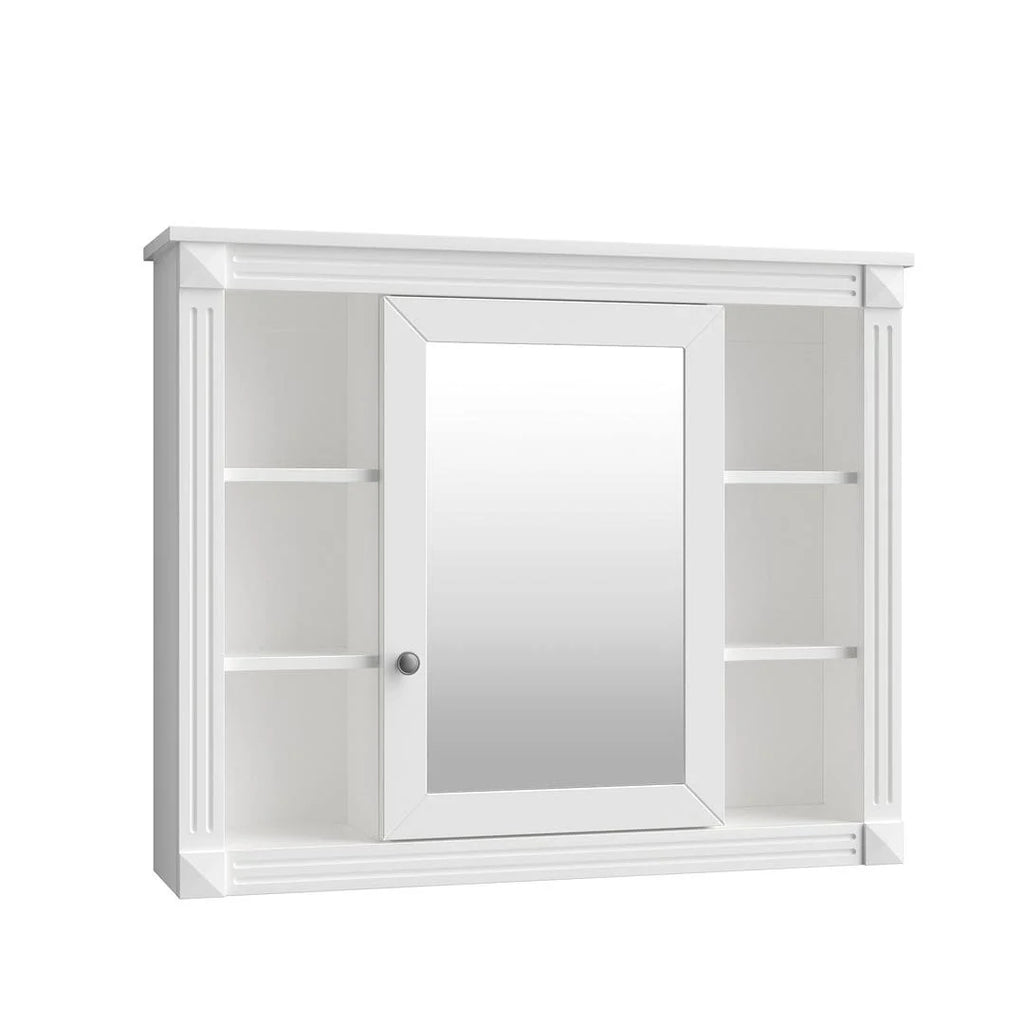 Meuble-lavabo de salle de bain moderne de 91 cm avec lavabo et armoire de toilette, 2 portes et 2 tiroirs