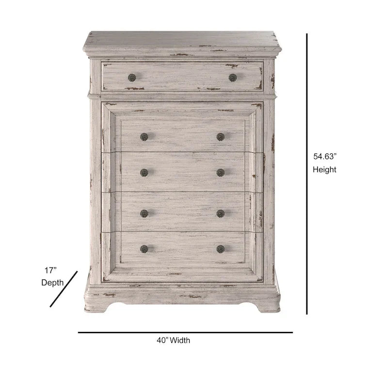 Ensemble de chambre à coucher Palisade 5 pièces blanc antique