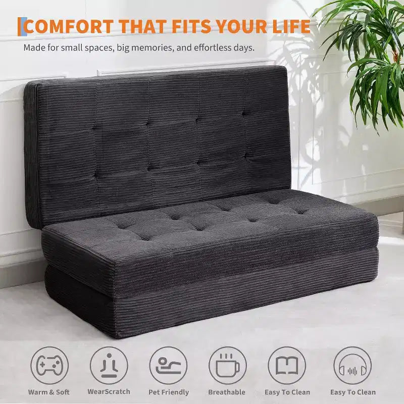 Canapé-lit pliable en mousse à mémoire de forme 39x75 - Matelas capitonné de 6 pouces