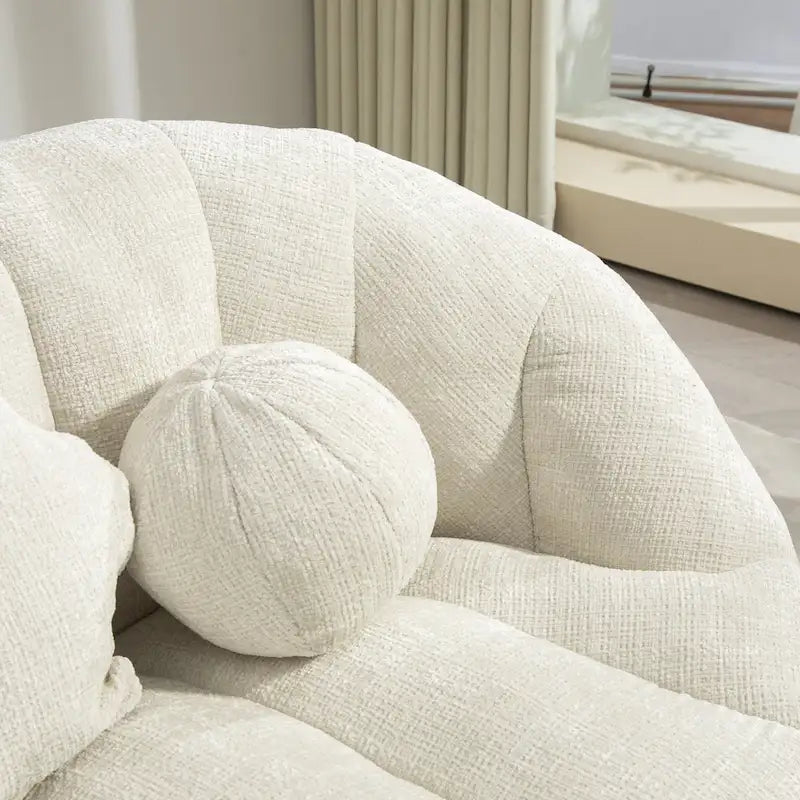 Fauteuil de salon en chenille blanc 63,78 cm avec rembourrage en mousse haute densité