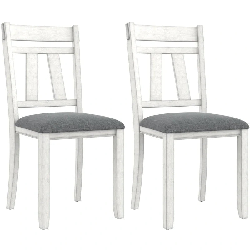 Chaises de salle à manger en bois massif VECELO avec assise en tissu de lin, ensemble de 2/4/6 chaises de salle à manger