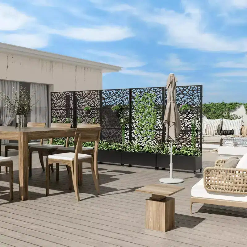 MAYEERTY Jardinière avec treillis en fer noir, style 01, 72 x 47 x 16 pouces, lot de 3 pièces