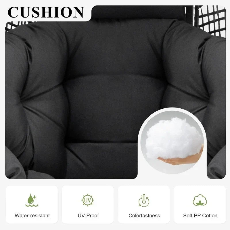 FINCATI Fauteuil Œuf d'intérieur, Fauteuil Œuf d'extérieur 200 kg, Fauteuil Œuf surdimensionné avec pouf, Fauteuil Œuf de luxe confortable avec repose-pieds