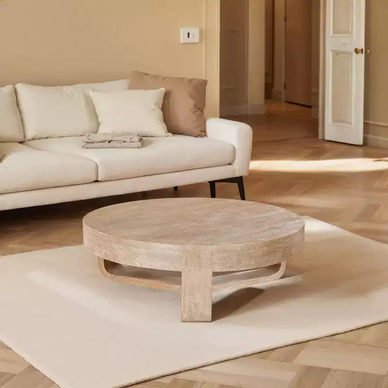 Table basse Royal Hampton, dessus rond de 32 pouces avec base en forme de traîneau ouverte