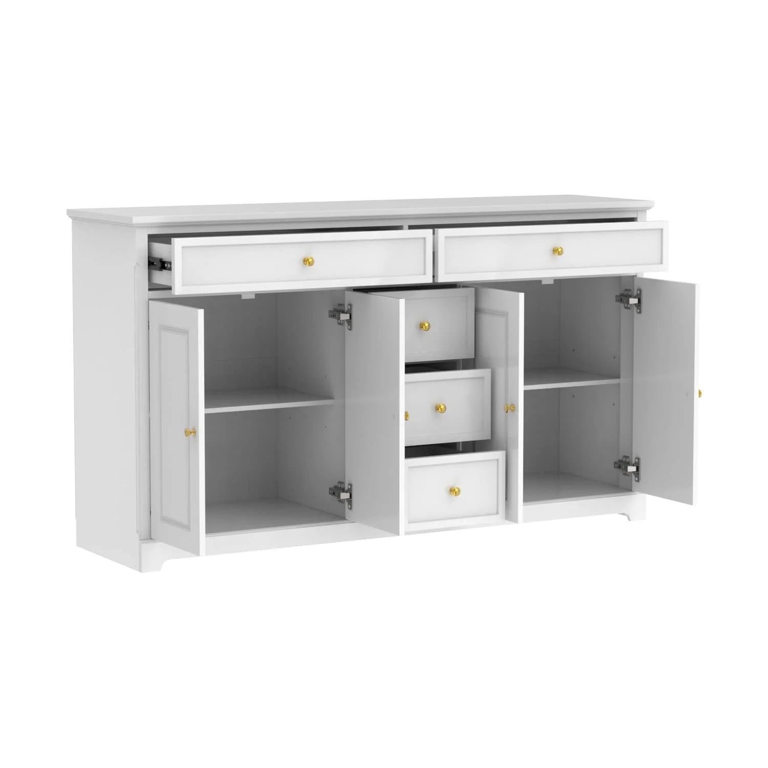 Buffet bahut 150 cm blanc laqué moderne contemporain du milieu du siècle