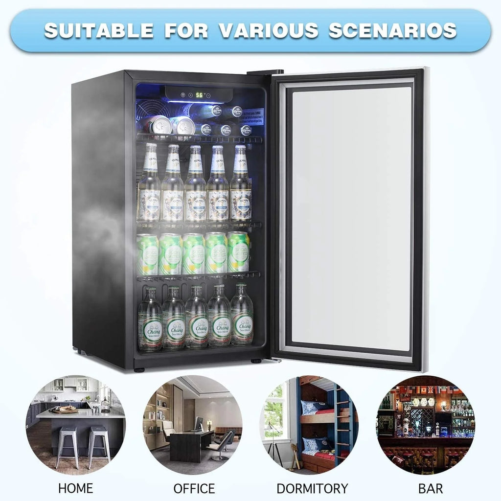 Réfrigérateur à Boissons - Mini Frigo 120 Canettes avec Porte en Verre