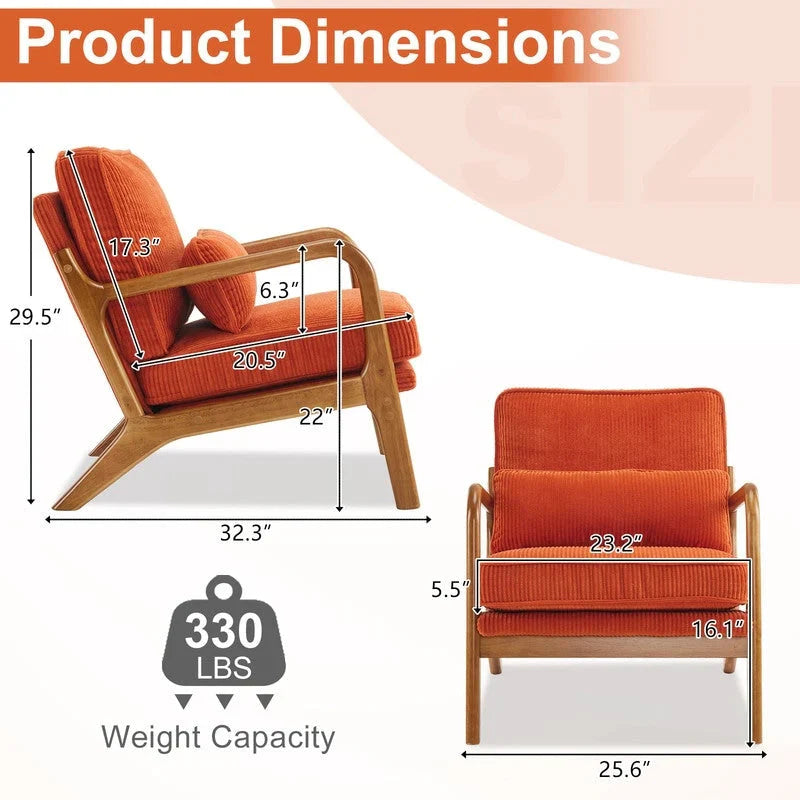 Fauteuil d'appoint rembourré Mid-Century Modern