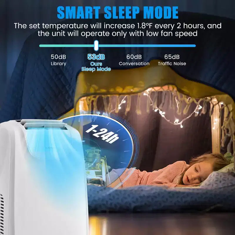 Climatiseur portable Costway 8000 BTU (11 500 BTU ASHRAE) à double tuyau 3 en 1 avec télécommande