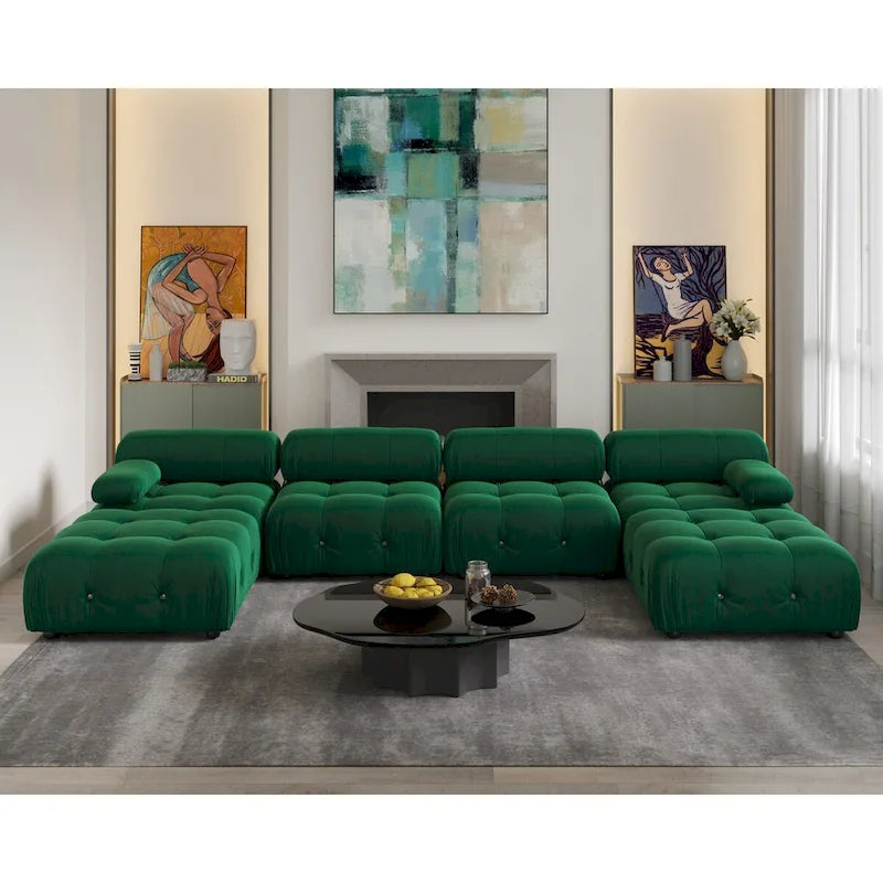138 Canapé sectionnel modulable convertible, canapés et sofas minimalistes en velours en forme de U
