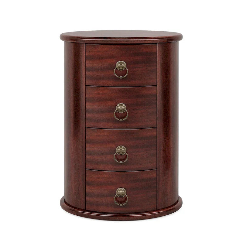 Table d'appoint ronde en bois massif, sans assemblage, avec tiroirs, style vintage
