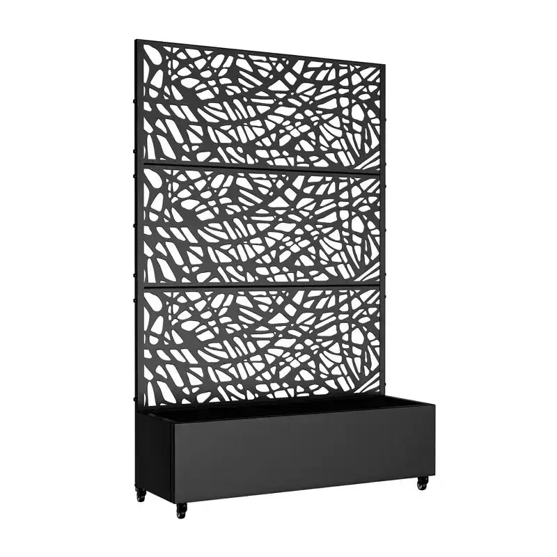 MAYEERTY Jardinière avec treillis en fer noir, style 01, 72 x 47 x 16 pouces, lot de 3 pièces