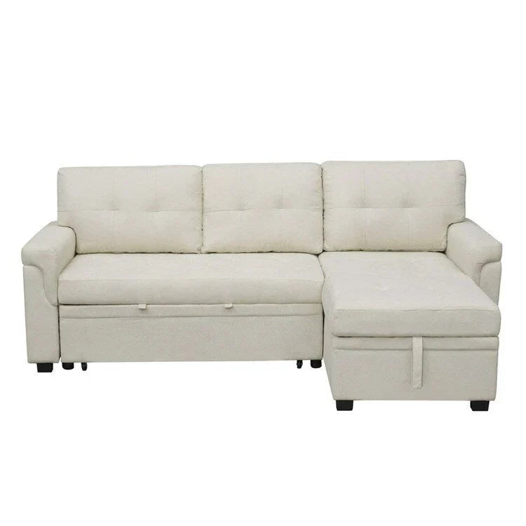 Canapé d'angle réversible convertible avec lit gigogne, méridienne de rangement et pieds durables