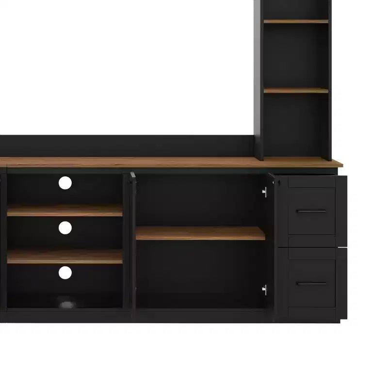 Meuble TV mural 4-en-1 ModernLuxe de style campagnard, convient aux téléviseurs jusqu'à 70 pouces, meuble TV console multimédia avec étagères réglables et tiroirs