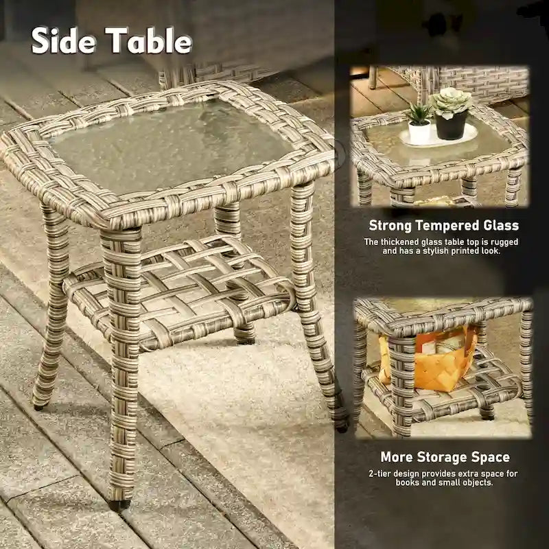 Ensemble de conversation de jardin 9 pièces XIZZI avec fauteuil pivotant