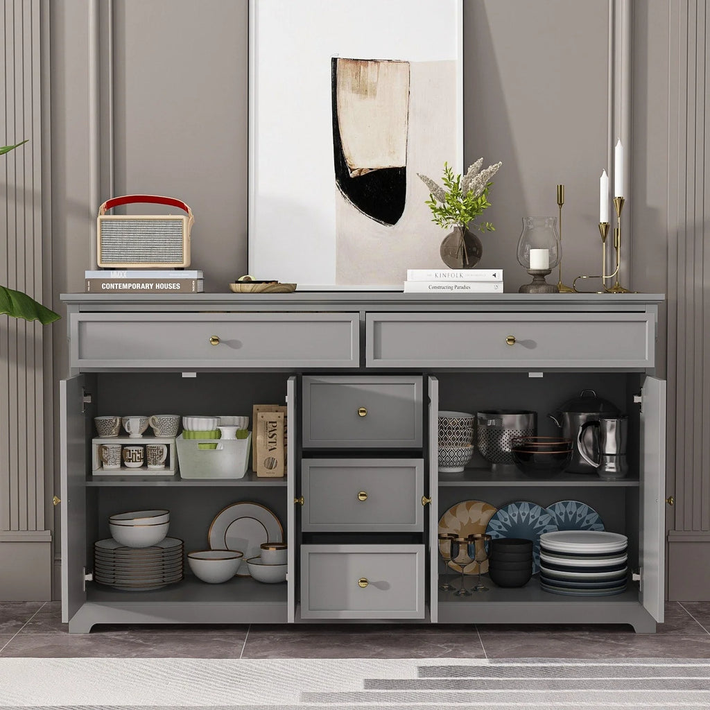 Buffet bahut 150 cm blanc laqué moderne contemporain du milieu du siècle