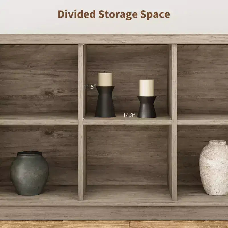 Étagère de rangement à 8 cubes, bibliothèque horizontale de style ferme, bibliothèque de rangement en bois de 157 cm pour entrée, étagères basses et longues pour salon